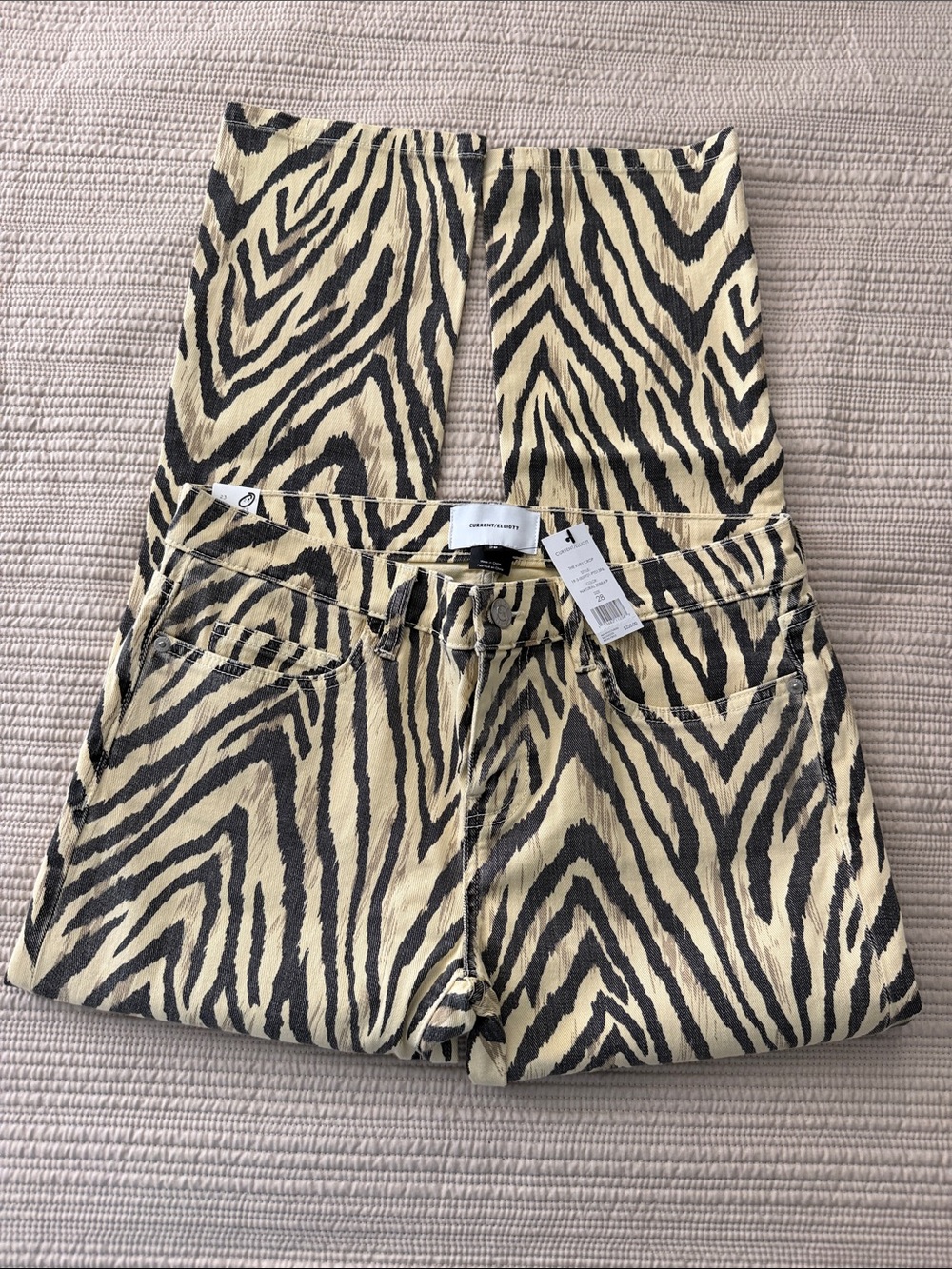 Current/Elliott The Ruby Crop in Natural Zebra Print jeans | Sz 28